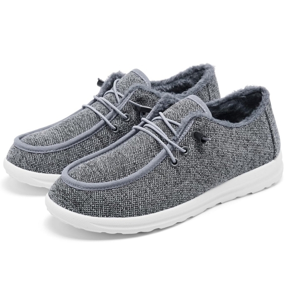 Casual Lightweight Grey Loafers with Fur Lining‎ - Picture 1 of 4